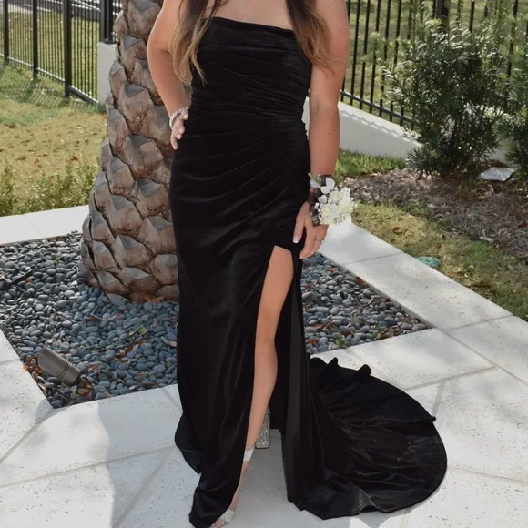 formal dresses shein ABIA Strapless Trumpet Satin Prom & Formal Dress